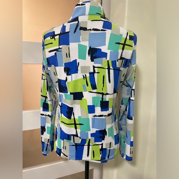 🍂❣️ IBKUL COLLAR - MONDRIAN BLUE long sleeve SZ Small EUC - Picture 4 of 8